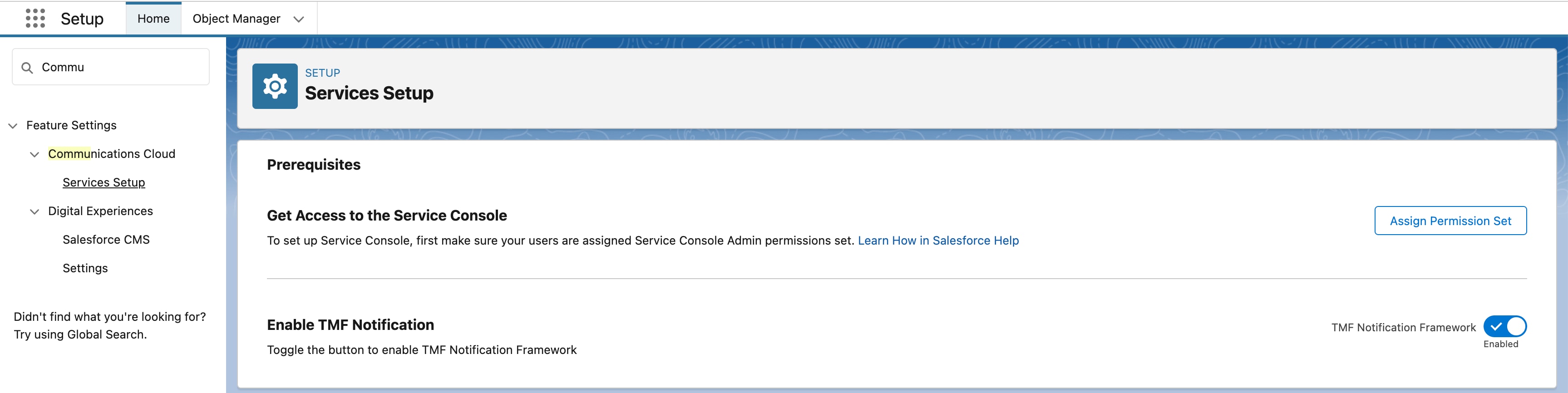 Enable TMF Notification