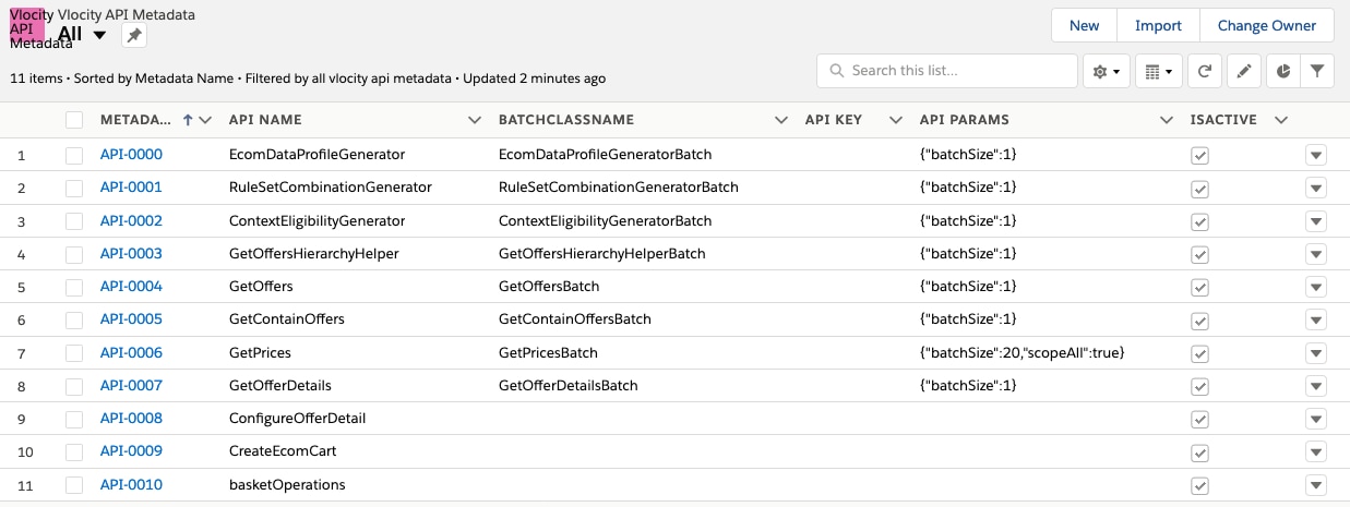 Vlocity API Metadata fields