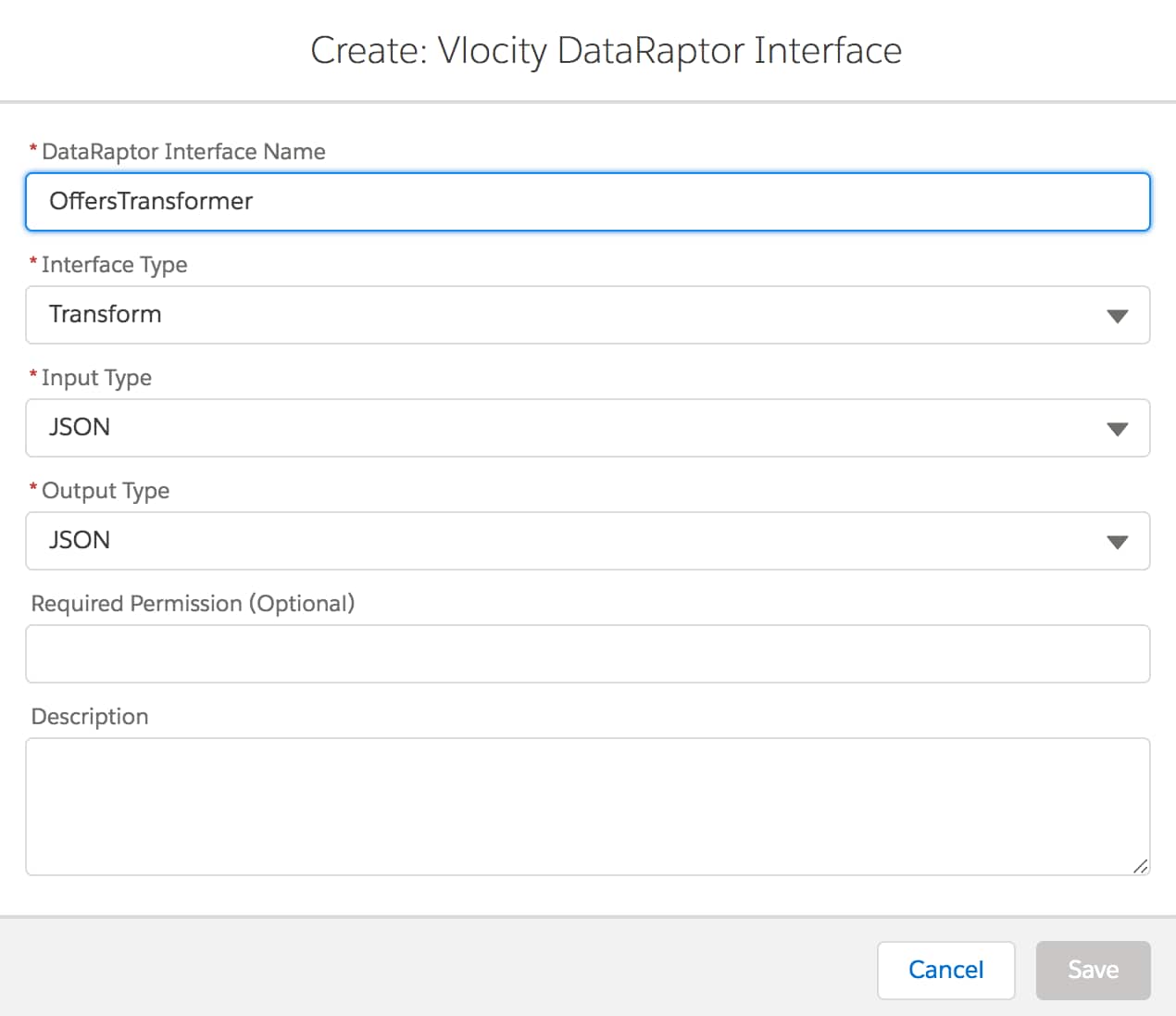 Create Vlocity DataRaptor Interface