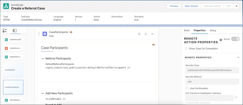 A representation of Remote Actions in OmniScript in your Salesforce org.