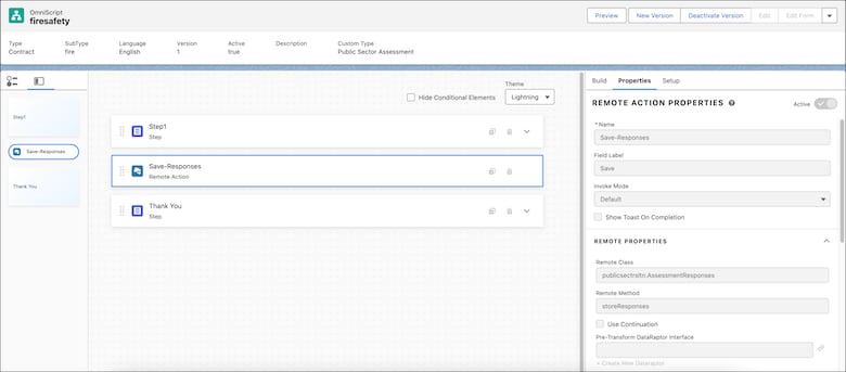 A representation of Remote Actions in OmniScript in your Salesforce org.