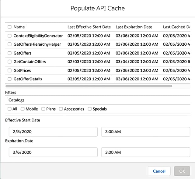 Populate API cache