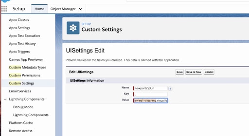 Configure your Custom Settings with the static resource URL