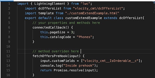 Code sample - Override a specific LWC JavaScript method