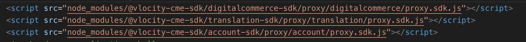 Script tag, Proxy SDK index.html​​ file