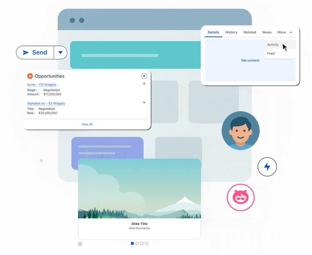 Base components are building blocks for your custom Salesforce UI