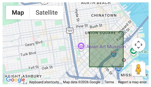 Map with a rectangle marker