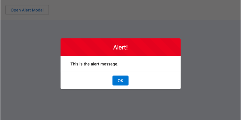 An alert modal with a red header over a darkened org.