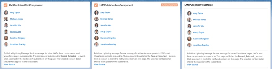 LWC、Aura、Visualforce のパブリッシャーコンポーネント