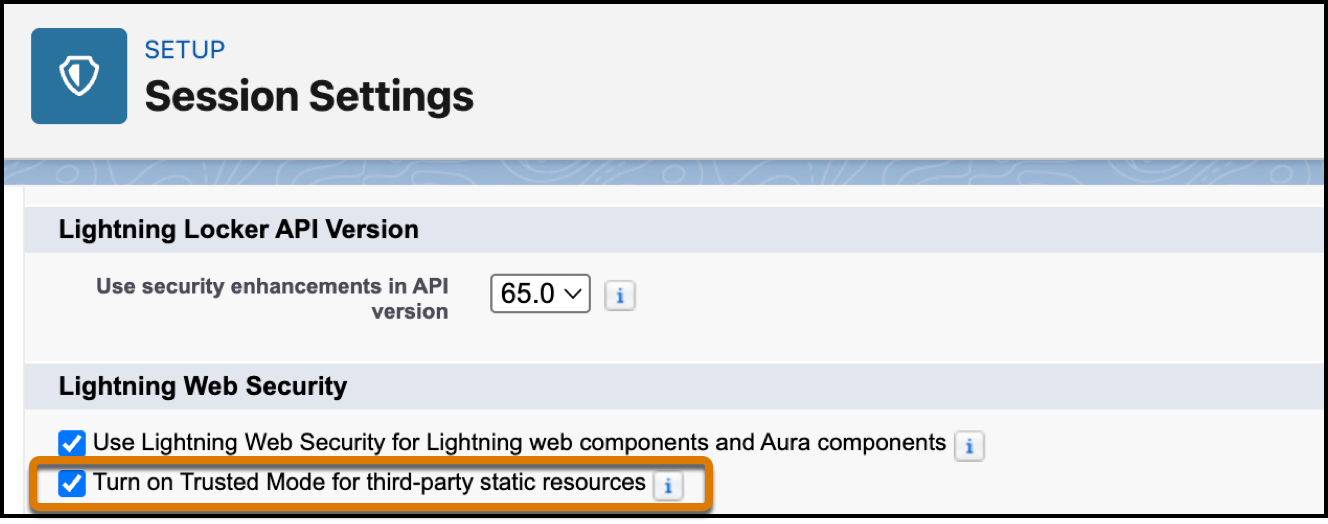 Trusted mode setting is selected