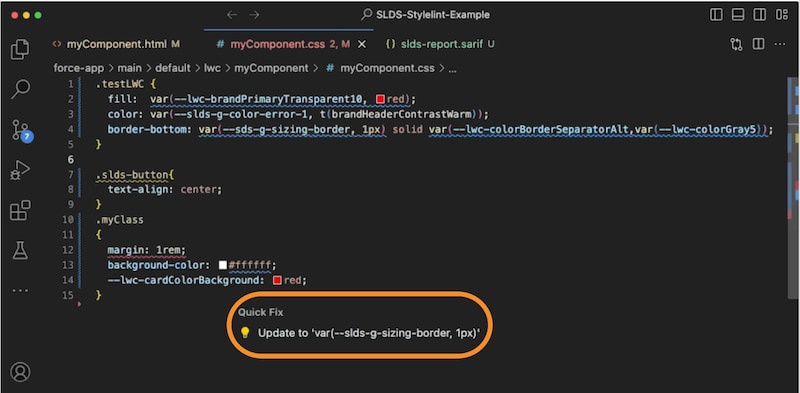 An example Quick Fix.