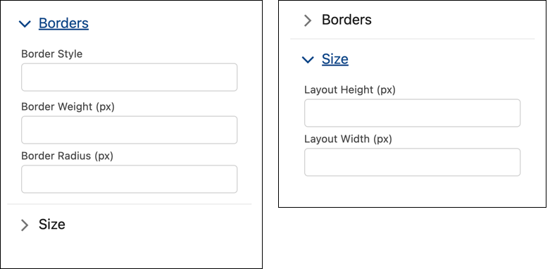 Accordion layout for Borders and Size in component property panel