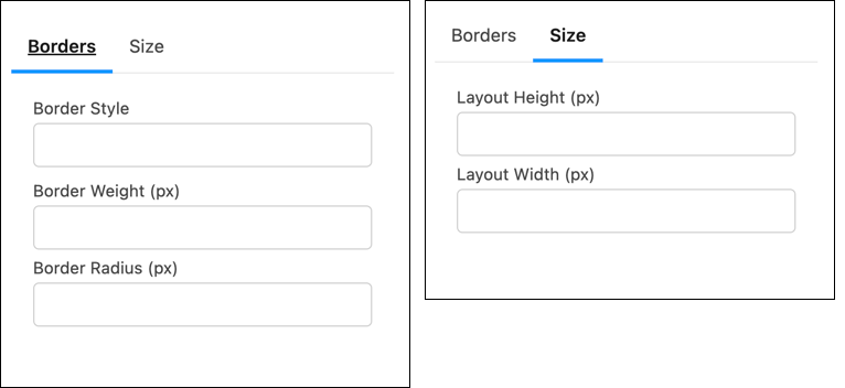 Tabset layout for Borders and Size in component property panel