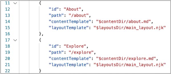 Code snippet showing the Explore block added