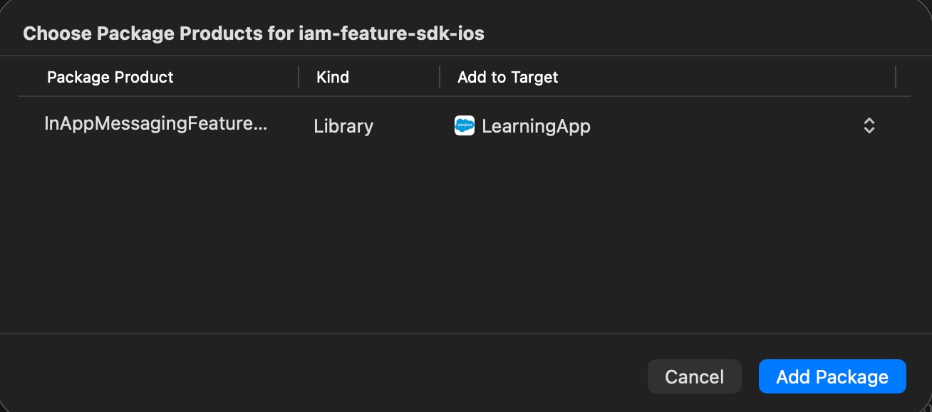 A list of package products in Swift Package Manager for the iam-feature-sdk-ios package