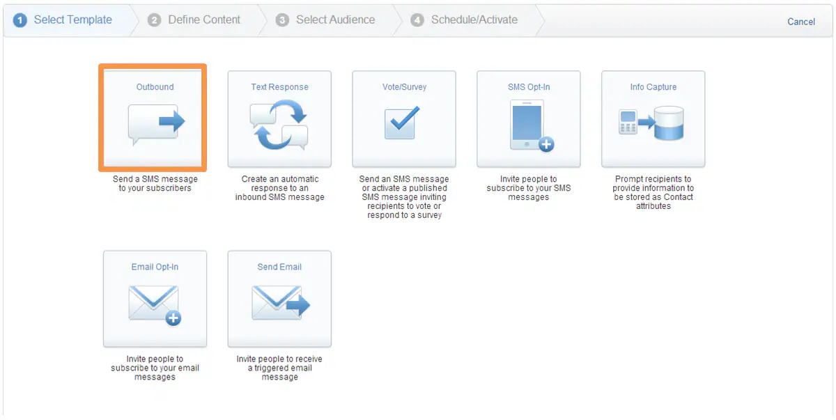 Selecting the Outbound Template