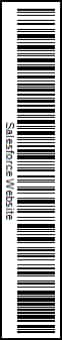 A Code 128 Auto barcode, with the text "Salesforce Website" printed below it. The barcode and the text below it are rotated clockwise 90 degrees.