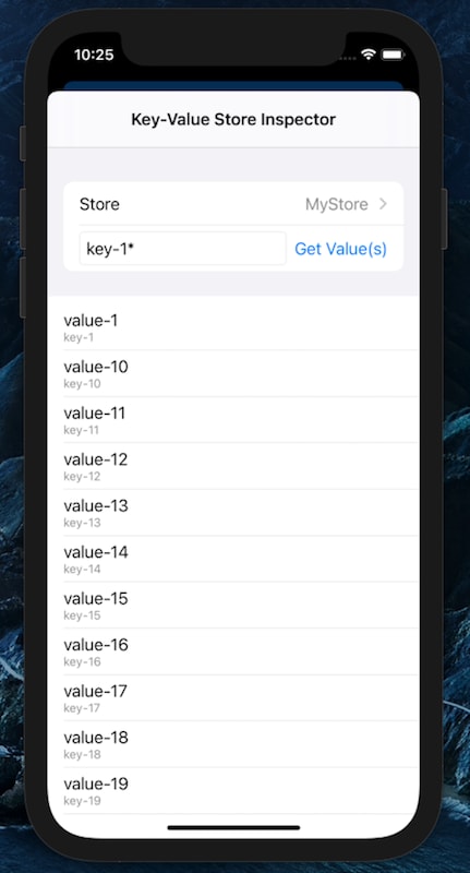 Inspect Key-Value Store tool on iOS