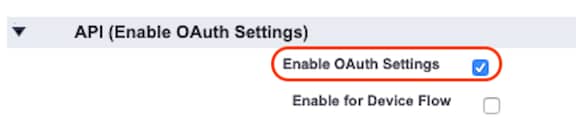 Enable OAuth Settings checkbox