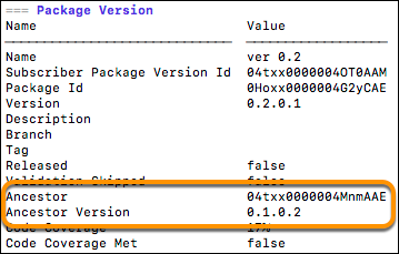 Output from package:version command