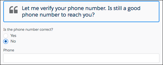 When No is selected, the Phone field displays.