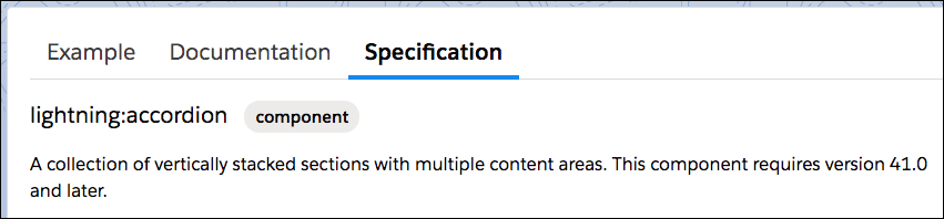 Specification shows component requires version 41.0