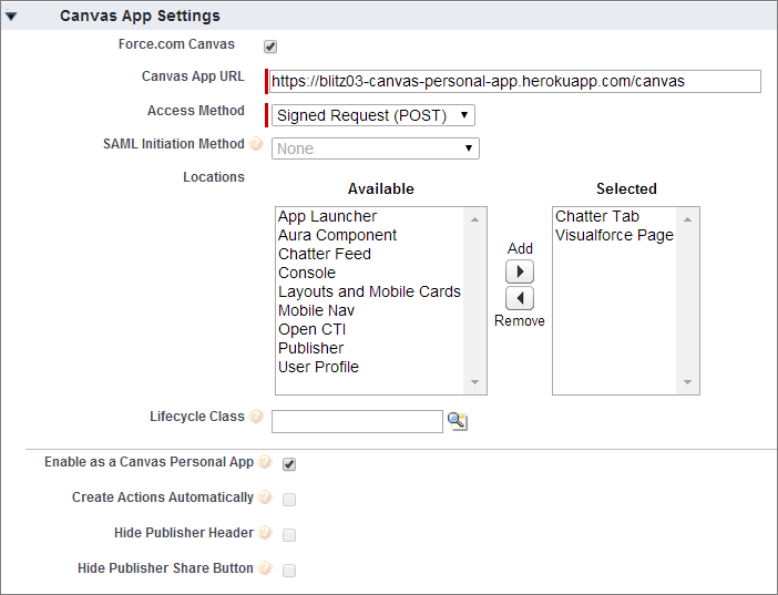 Enable as Canvas Personal App Setting