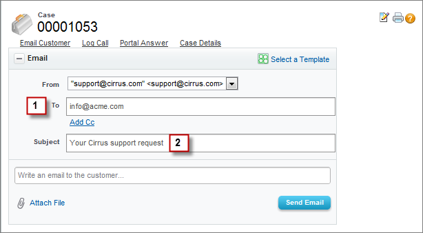 Case Feed Email publisher example