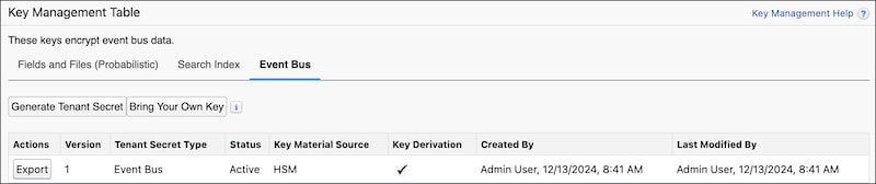 Generate a tenant secret in the Key Management page