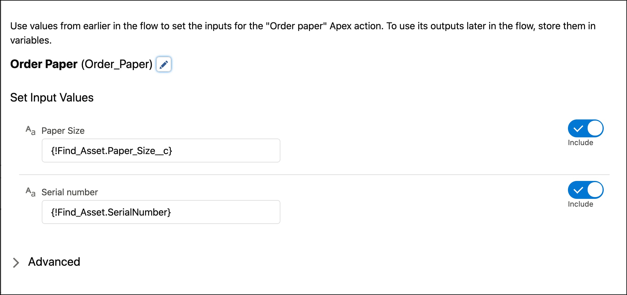 Apex action that orders paper