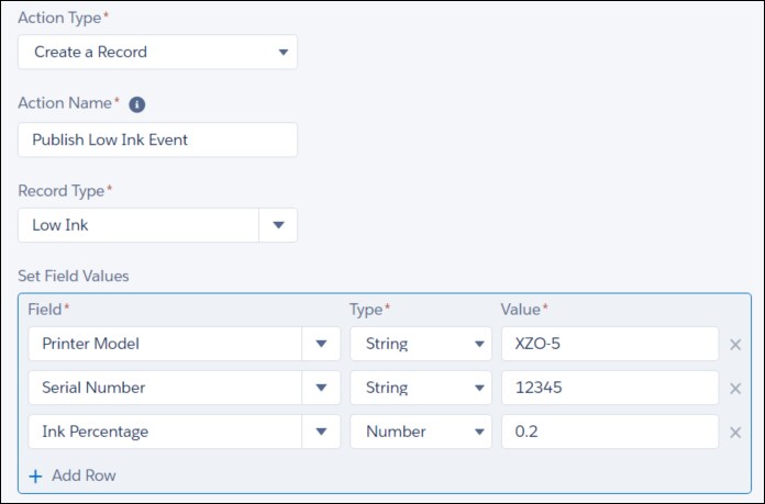 Process Builder create a record action