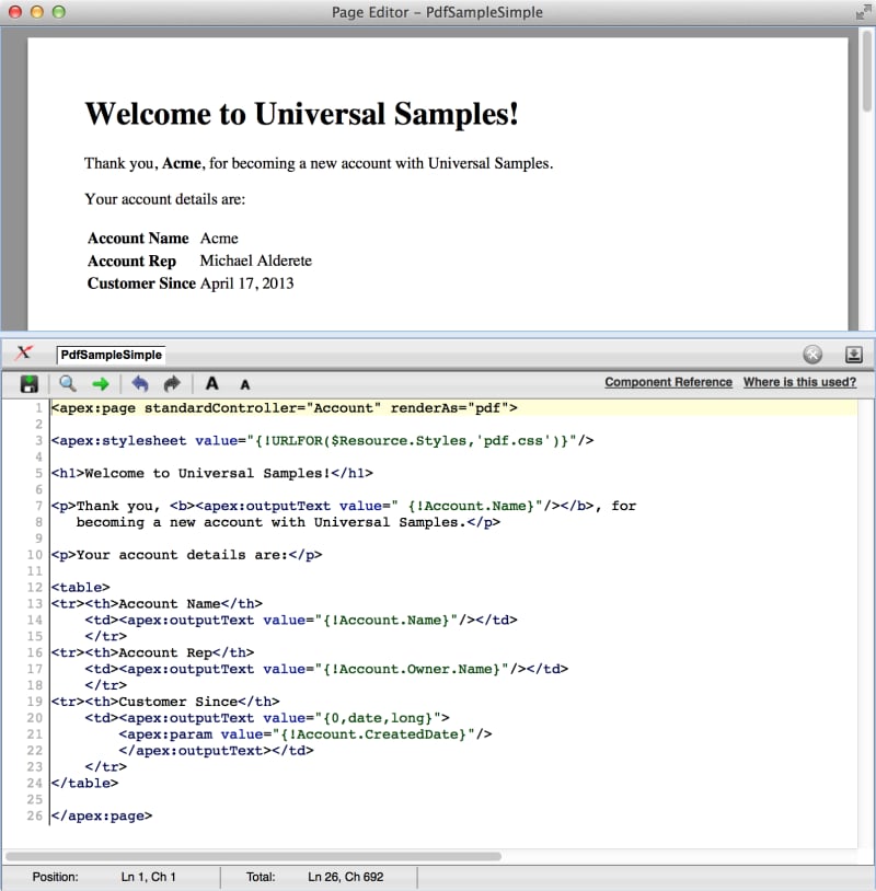 A Visualforce page rendered as a PDF