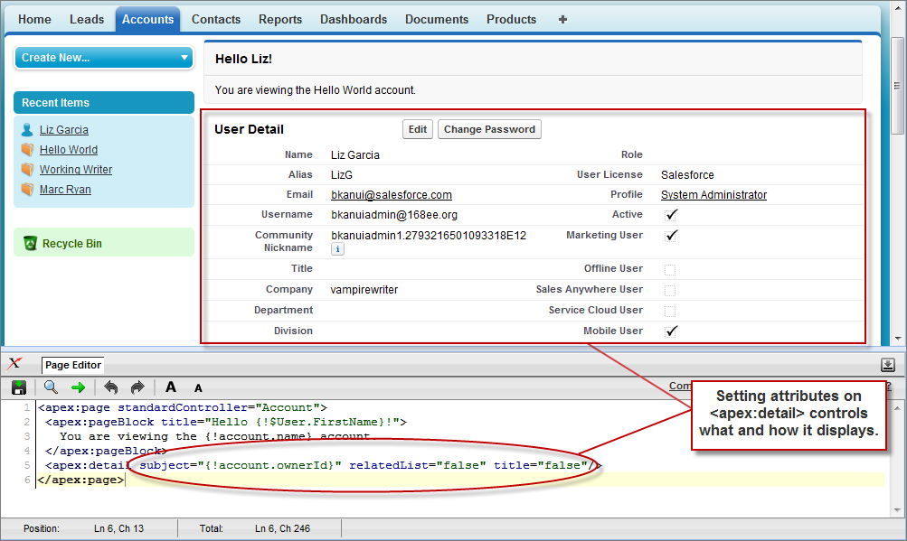 The <apex:detail> Component Without
Related List or Title Elements The apex component without Related List or Title elements