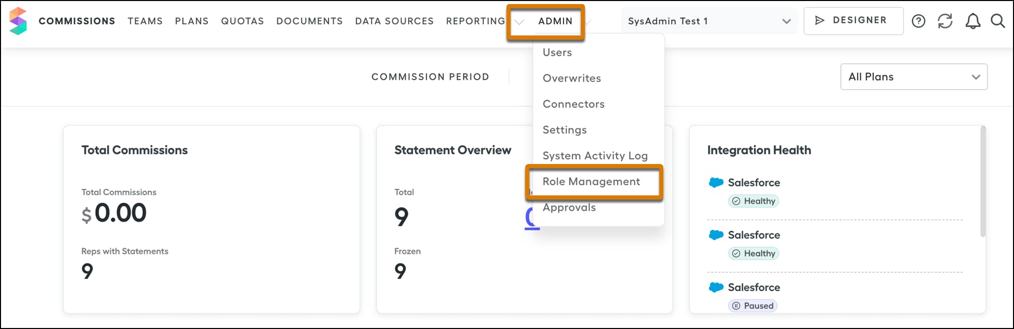 Role Management option in Spiff