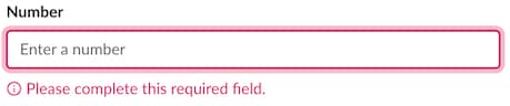 Required field displays an error