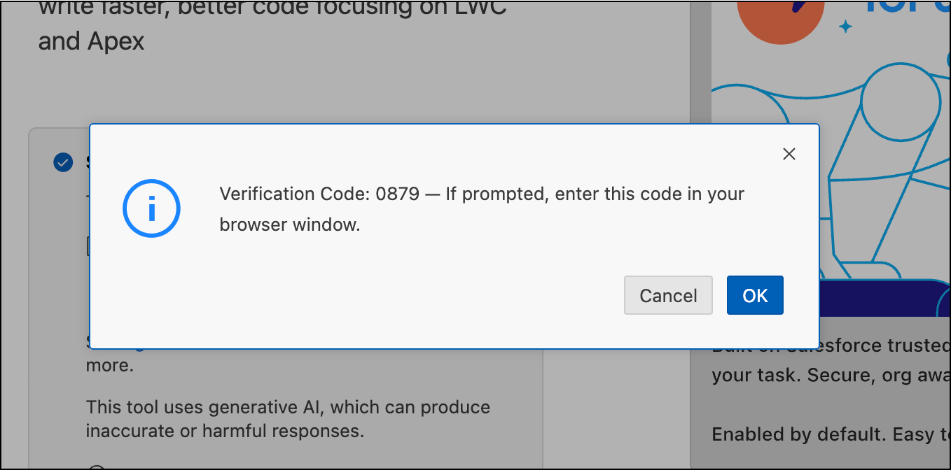 Verification code shows in the Agentforce IDE