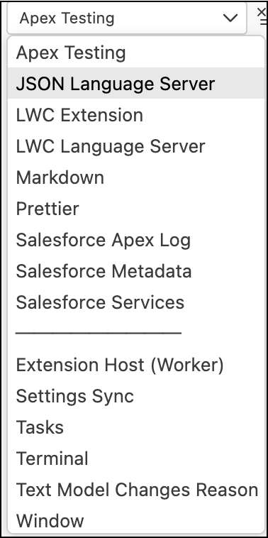 Drop-down list that shows different types of output