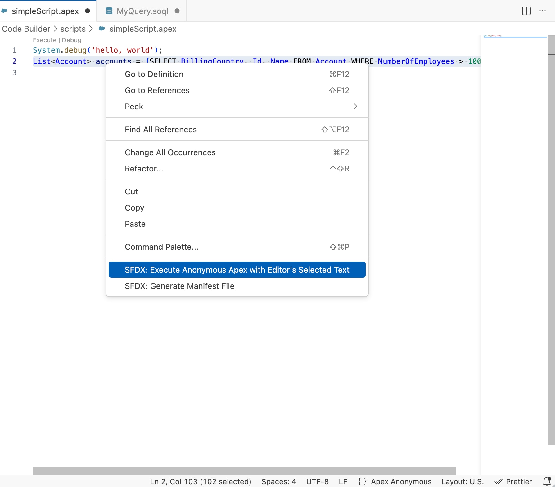Execute highlighted code