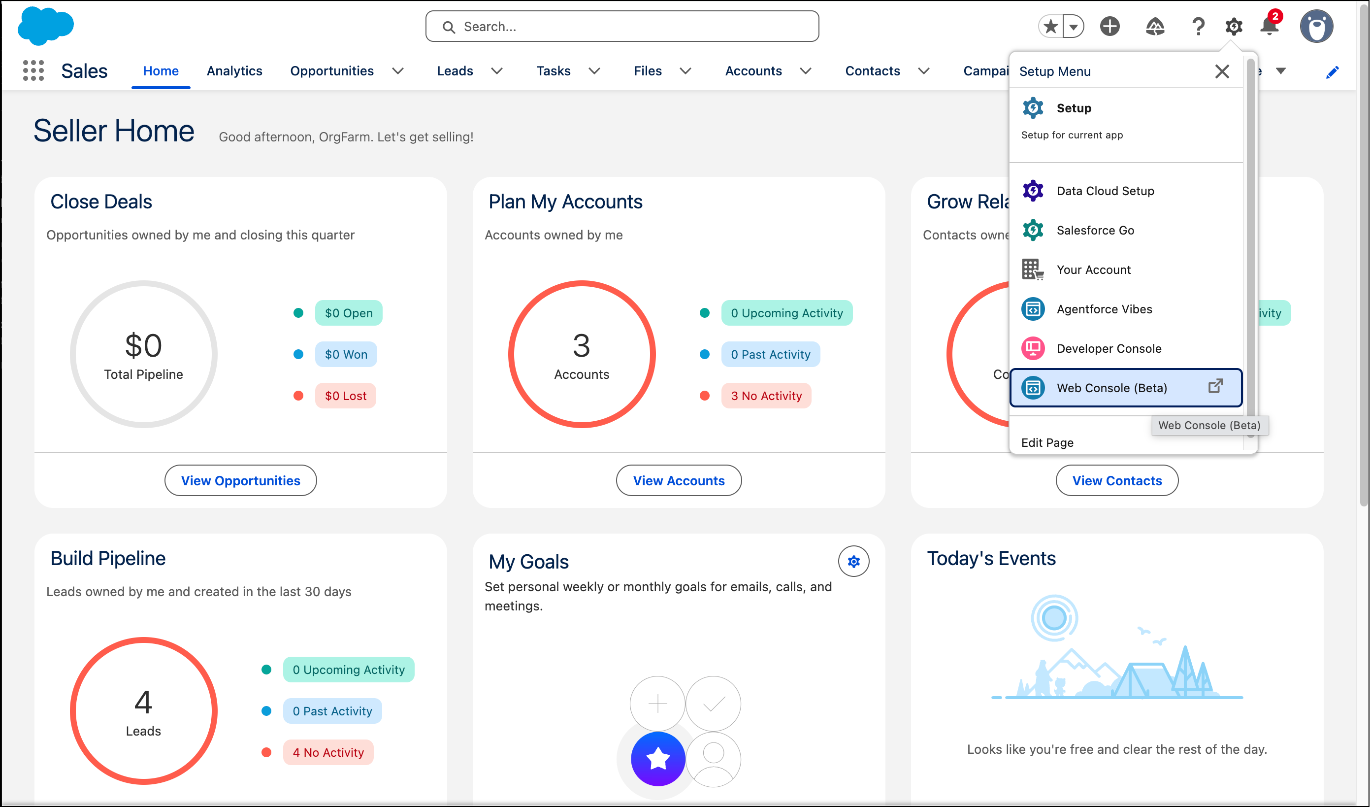Select the Web Console (beta) option