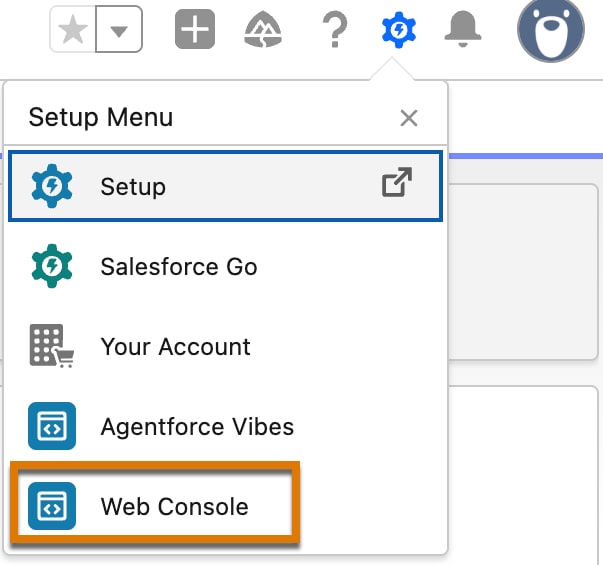 Select the Web Console option