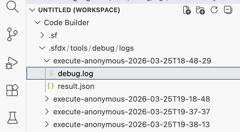 Logs are stored as shown in the explorer view
