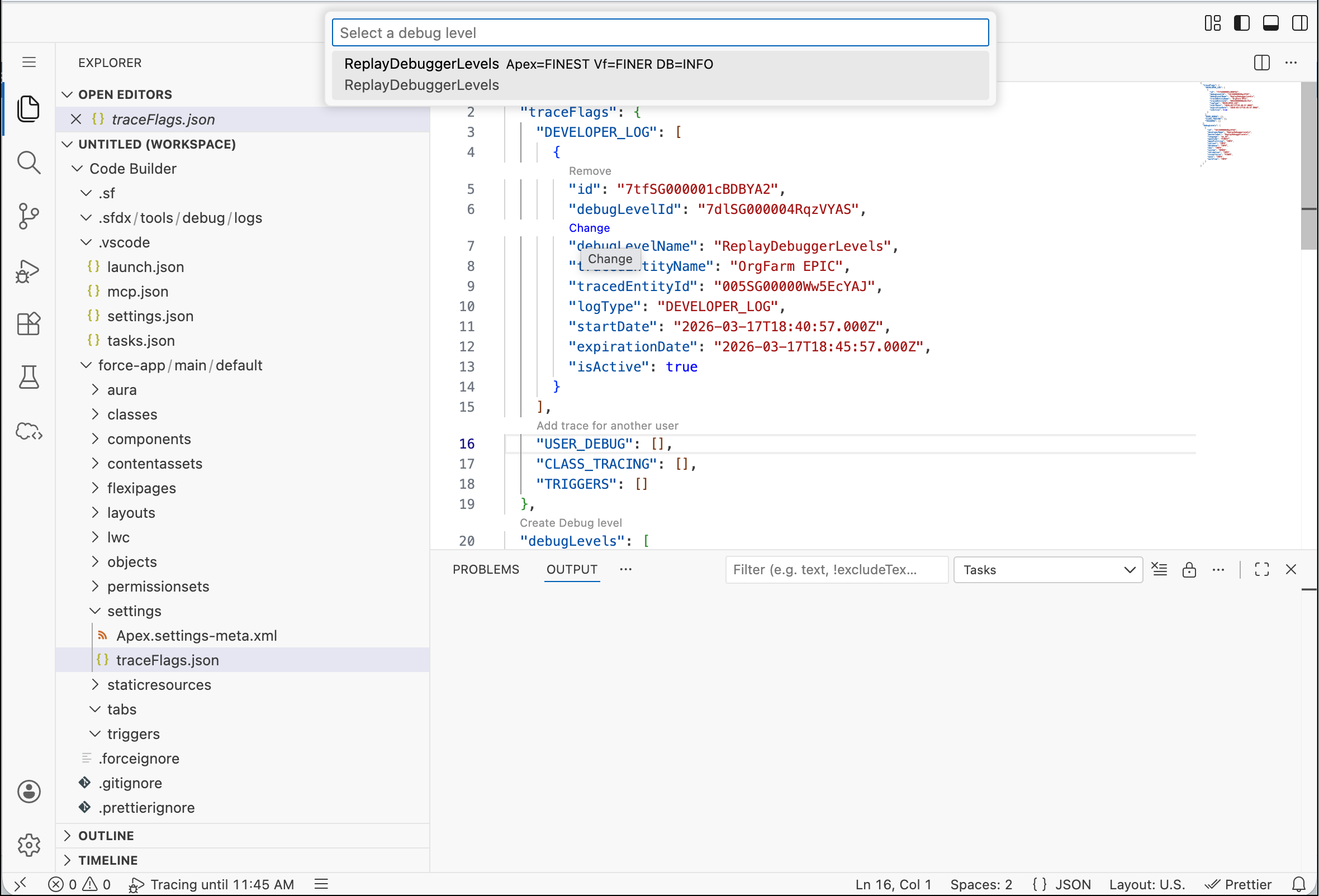 Adding trace flags for the current user
