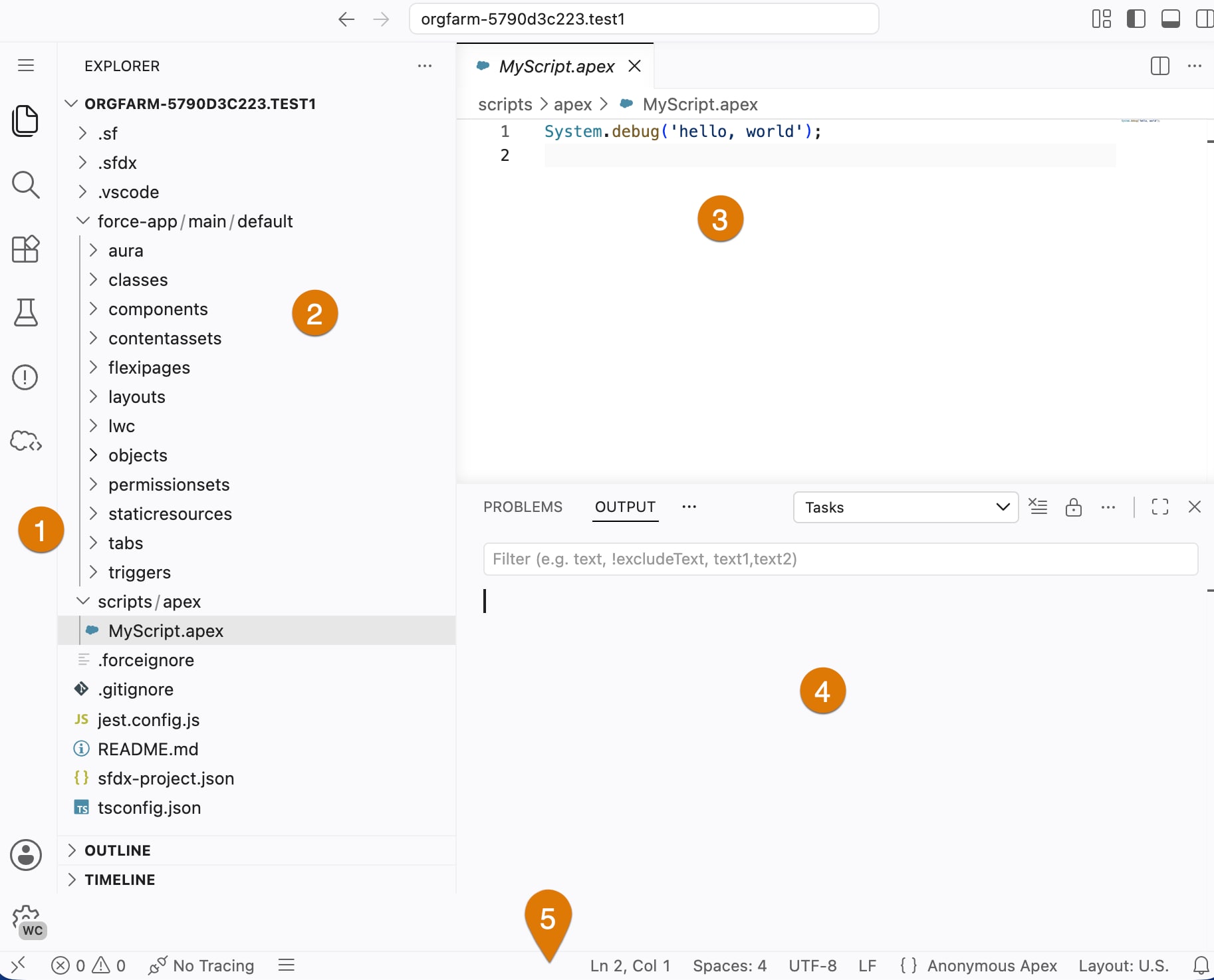 The Web Console User Interface that shows various parts