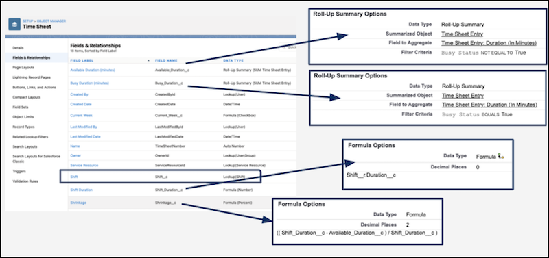 time sheet with customized fields