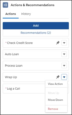Remove option on an action.