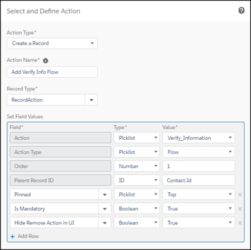 Screen shot of the create a record window with specified changes.