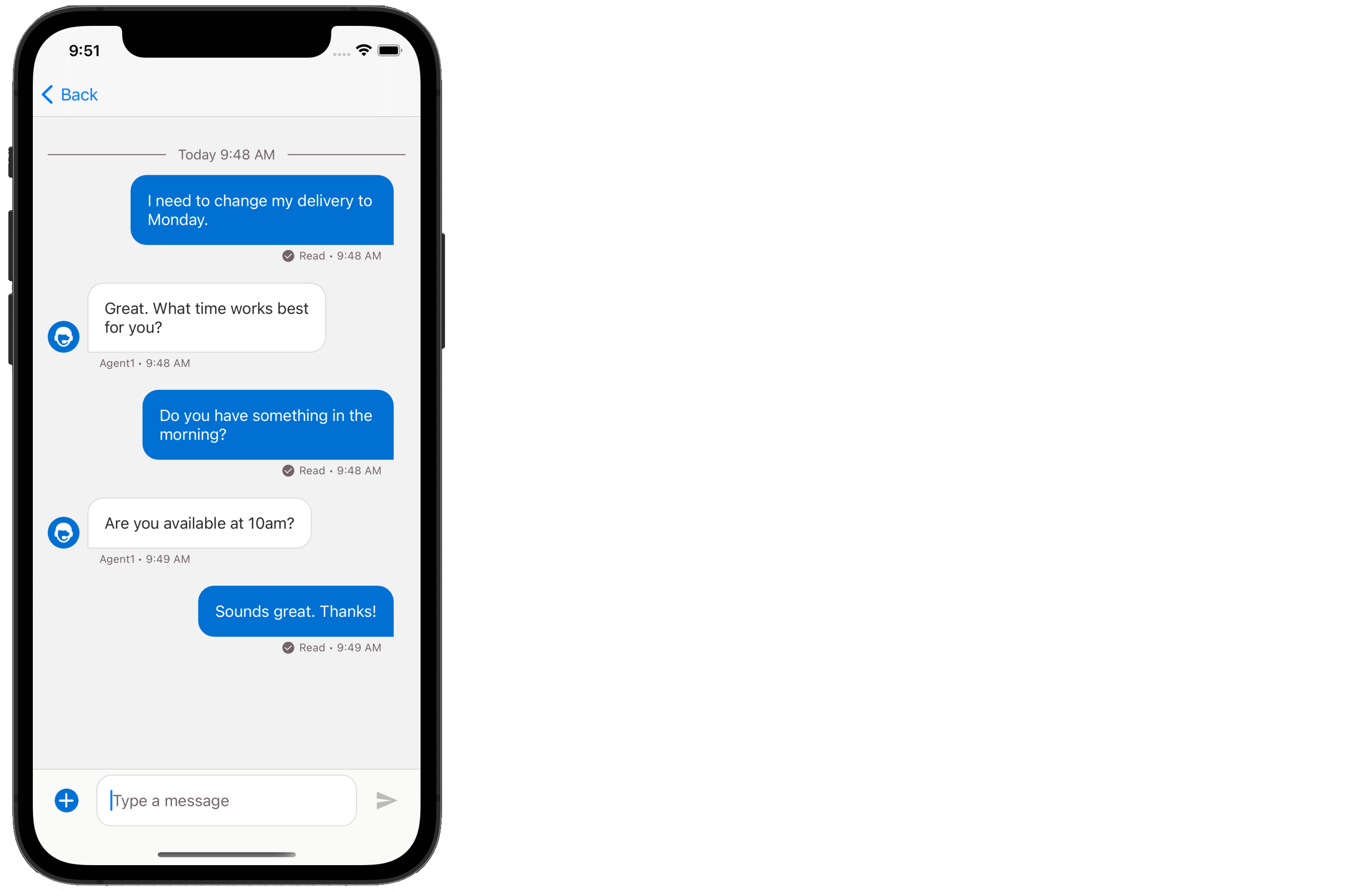 Messaging for In App iOS Example