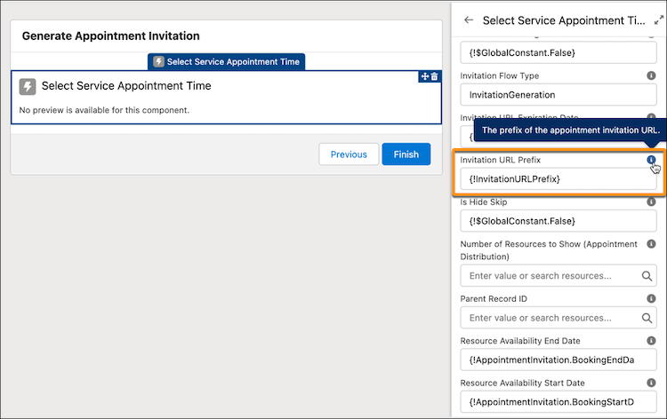 Invitation URL prefix attribute in flow