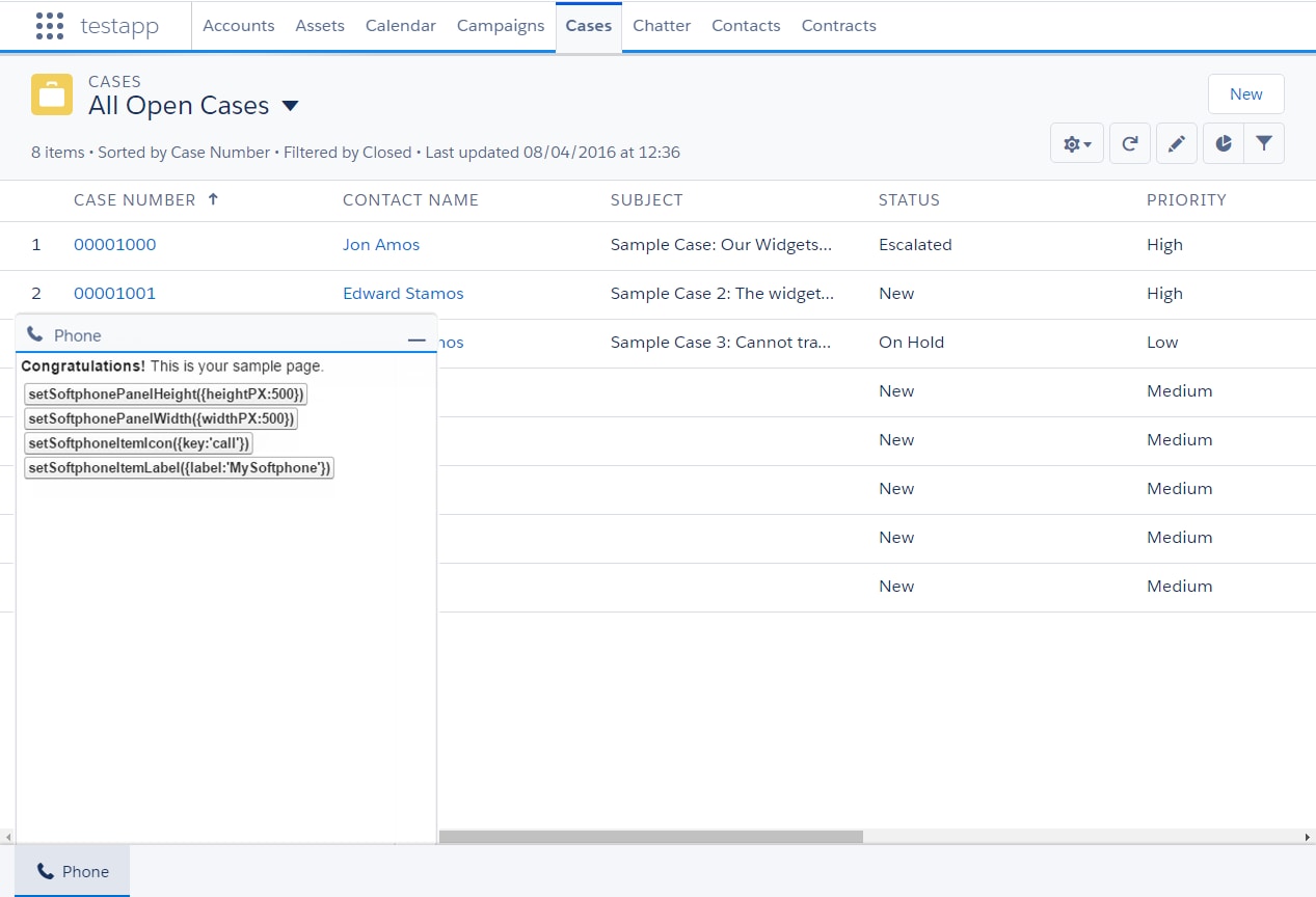 Screen capture of a the HTML sample in a Lightning Experience app.