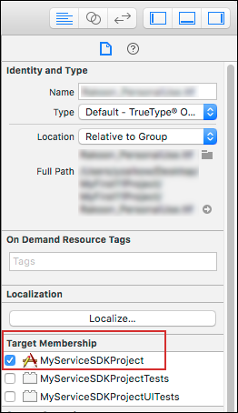 Target Membership for font